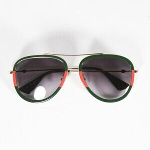 Gucci GG0062S Pilot Sunglasses Green Gold Red 57-17-140 Gradient Lens